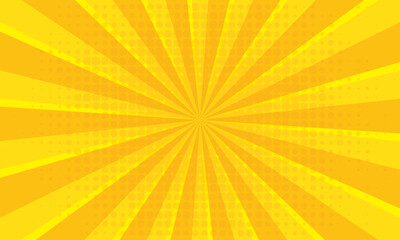 Vintage pop art yellow background. Anime cartoon rays explosion backdrop for poster, banner, print, magazine, cover.