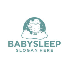 Cute baby sleep logo vector illustration