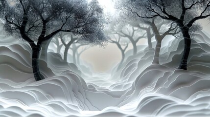 Snowy Landscape With Trees