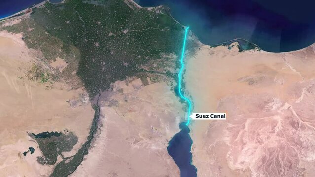 Suez Canal location map world geography animation