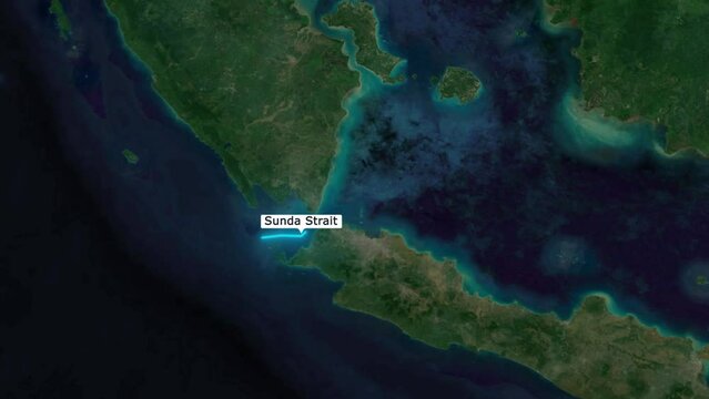Strait of Sunda on world map geographic visualization
