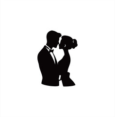 bride and groom vector silhouettes of male and female couples, in various positions