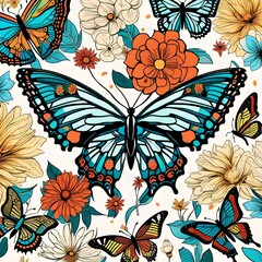 seamless pattern with butterflies