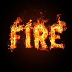 Element of fire, written as Text "Fire"