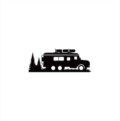 Silhouette of an adventurous car, a car with an outdoor concept for passing through mountains, deserts, forests, etc