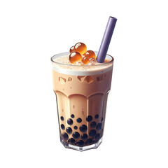 A Glass Of Bubble Tea Isolated  On A White Background