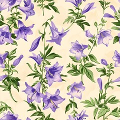Vibrant Canterbury Bells in Full Bloom A Ode to the Beauty of British Gardens - obrazy, fototapety, plakaty