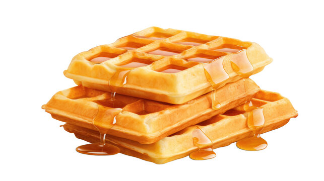 Waffles isolated on transparent a white background