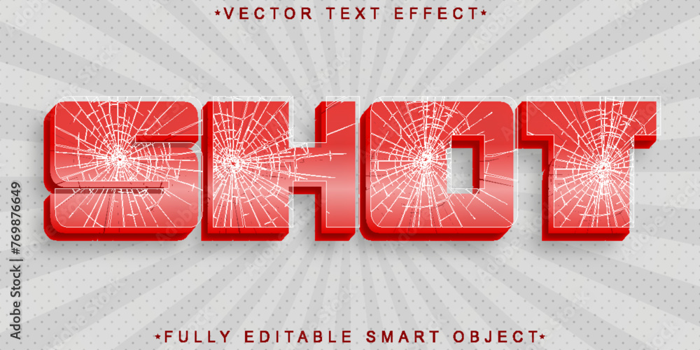 Poster red shot broken vector fully editable smart object text effect