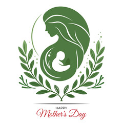 Mother and kid silhouette for happy Mother's day for print, t-shirt, logo, poster, label, design element, greeting card etc.