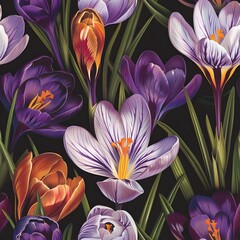 Vibrant Purple Crocus in Full Bloom Marks the Arrival of Spring