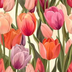 Obraz premium Vibrant Tulip Bloom A Vivid Portrayal of Springs Elegance