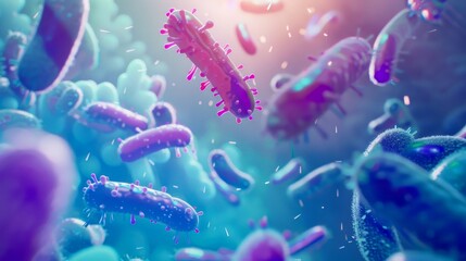 Capture the essence of Bifidobacterium as a key player in maintaining gut health - obrazy, fototapety, plakaty