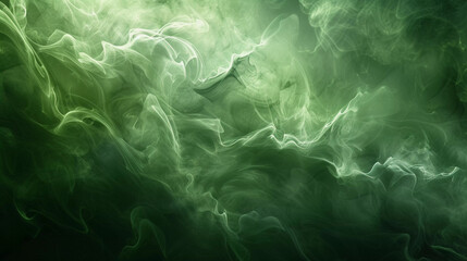 Texture and abstract art green and white swirls of smoke on a black background, smoke clouds in motion isolated, abstract wallpaper background colorful smoke design