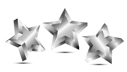 silver stars, 3d gold stars, five stars rating icon set	