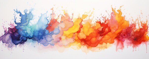 A mix of watercolour paints on a white banner background - 769877898