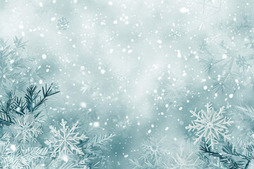Beautiful Snowflakes Falling on a Winter Background with Snowflakes From the Sky, Winter Snowfall Scenery Beauty Concept