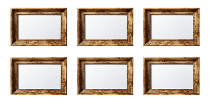 Wooden picture frame isolated on transparent a white background