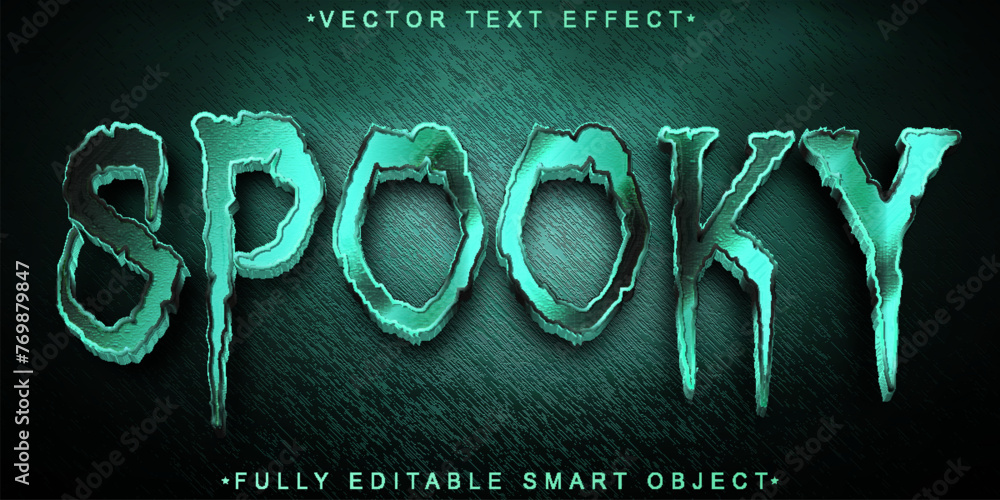 Poster horror turquoise spooky vector fully editable smart object text effect