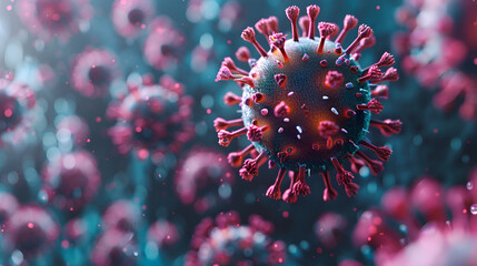 microscopic infection Bactria , fungus or virus. corona virus 2019, close up of 3d microscopic bacteria's, cells, Generative Ai - obrazy, fototapety, plakaty