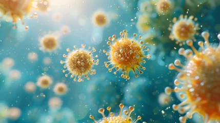 Fotobehang microscopic infection Bactria , fungus or virus. corona virus 2019, close up of 3d microscopic bacteria's, cells, Generative Ai © HayyanGFX