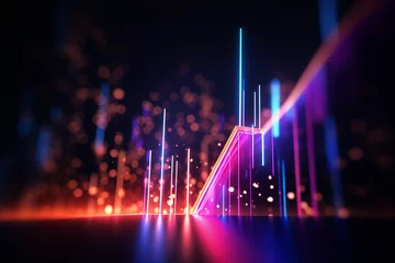 Fotobehang 3d Render, Abstract Neon Arrow with fading tail © Acconite