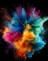 Fototapeta na wymiar Explosion of bright colorful paint/powder on black background 
