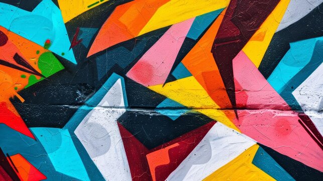 Vibrant Abstract Graffiti Art with Bold Colors, Dynamic Shapes, and Urban Street Style, Expressing Creativity and Rebellion