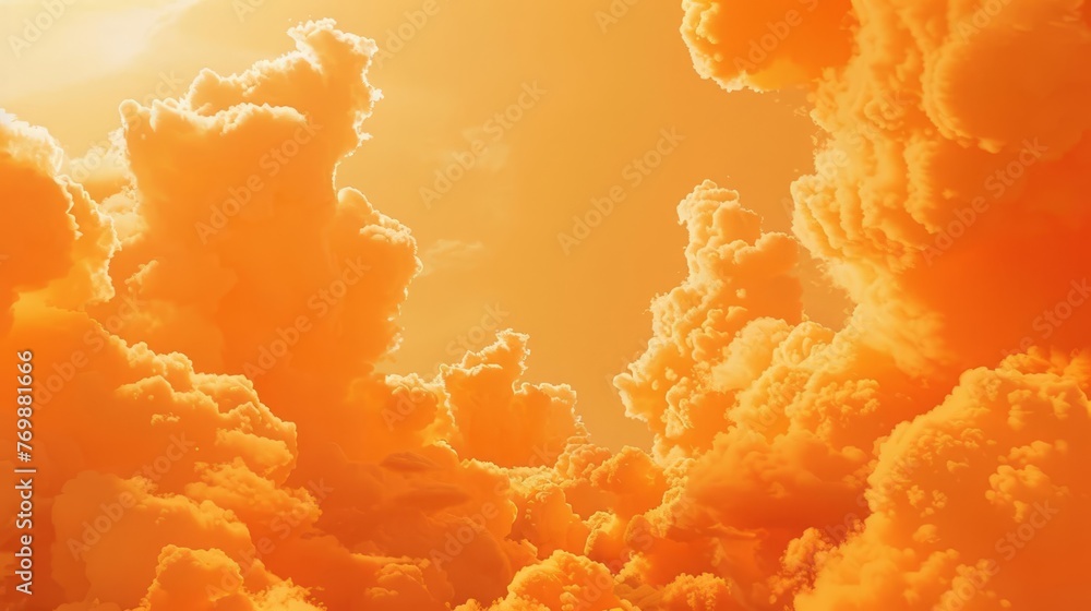 Poster vibrant orange clouds with transparent background, seamless and bottomless for versatile design use,