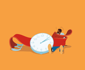 Man struggling tied up in watch strap