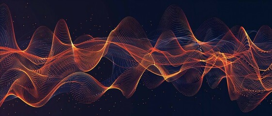 an oceanic orange digital sound waves on a navy blue background, indicating data intensity. for digital media presentations, audiovisual displays, data visualization projects.	
 - obrazy, fototapety, plakaty