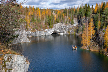 An October day in Marble Canyon. Ruskeala, Karelia. Russia