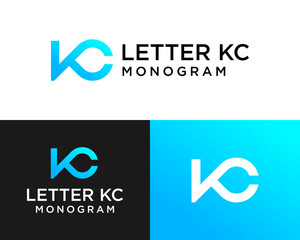 Letter KC geometric monogram simple business logo design.