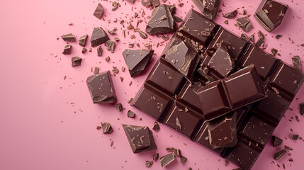 Dark chocolate on pink, Generative Ai