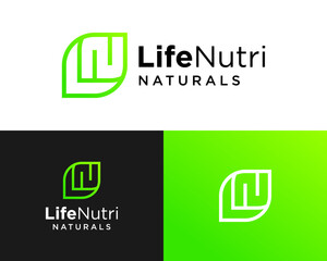 Letter LN monogram herbal natural life health logo design.
