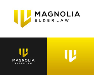 Letter ML monogram shield attorney at law logo design.

