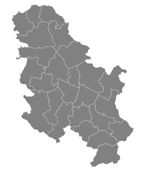 Fototapeta premium Outline of the map of Serbia with regions