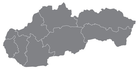Obraz premium Outline of the map of Slovakia with regions