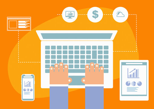 Businessman working on finance data using laptop computer