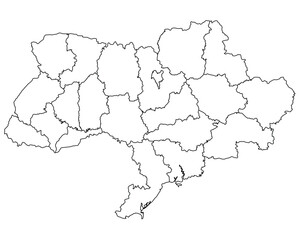 Outline of the map of Ukraine with regions