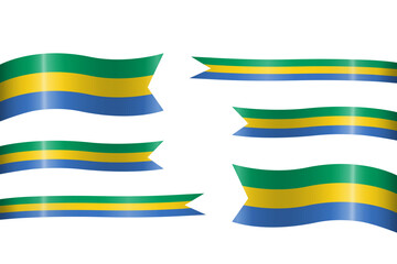 set of flag ribbon with colors of Gabon for independence day celebration decoration