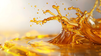 Liquid stream of motorcycle motor oil flows from the neck of the bottle close-up., Poured indu, Pouring oil lubricant, Pouring oil car, Generative Ai