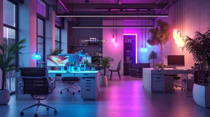 Stylish Industrial Office with Tech Focus Ai generate
