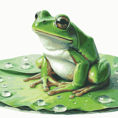 watercolor painting frog illustration on white background