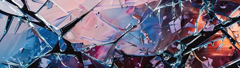An abstract composition of shattered glass each shard reflecting a tormented expression - obrazy, fototapety, plakaty