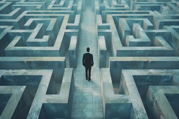 Businessman in a maze. concept of solving problems