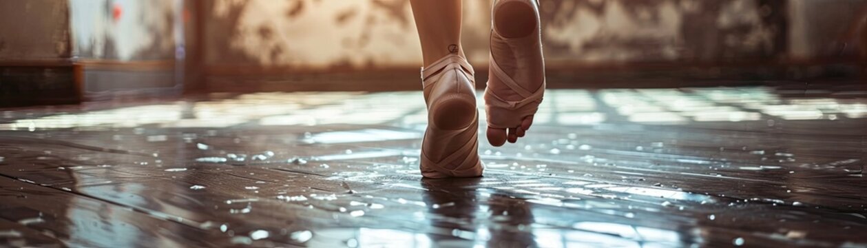 A ballet dancers feet on tiptoe showcasing the hidden pain behind grace and beauty