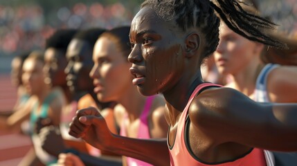 Group of Women Running on Track