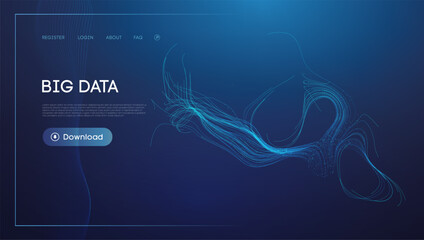 Abstract Data Stream Visualization in Blue with Flowing Lines - 769886417