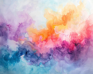 A pastel dream in warm vibrancy abstract watercolor and acrylic merge creating a masterpiece of splashes and flow - obrazy, fototapety, plakaty